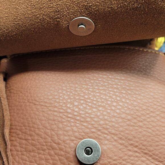 Native American Chief Head Crossbody Fringed Purse Genuine Leather Embossed Brow - Picture 14 of 16